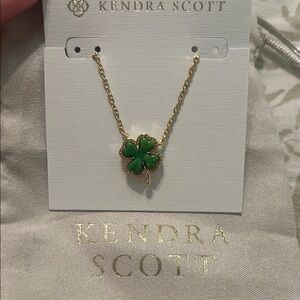 Kendra Scott Gold and Green Clover Pendant Necklace